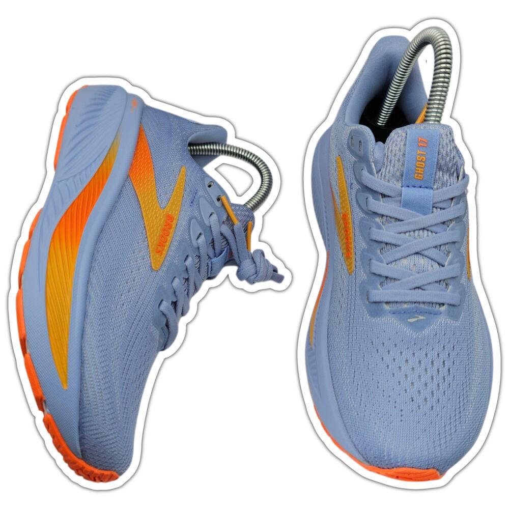 Brooks Ghost 17 Blue Heron White Orange Womens 6.5 Medium B Running Shoes